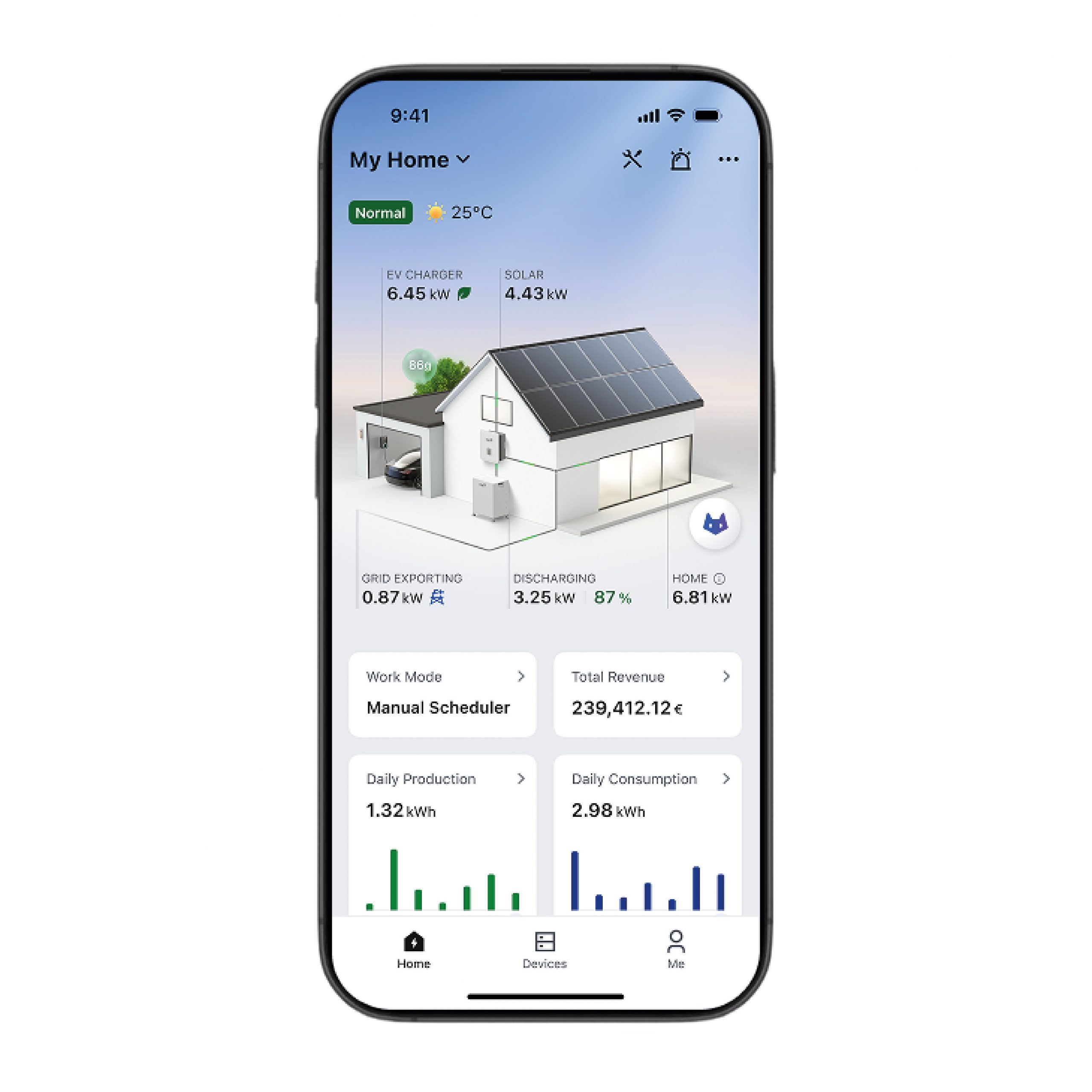 Vue sur l'application mobile monitoring Fox ESS pour la gestion de votre énergie.